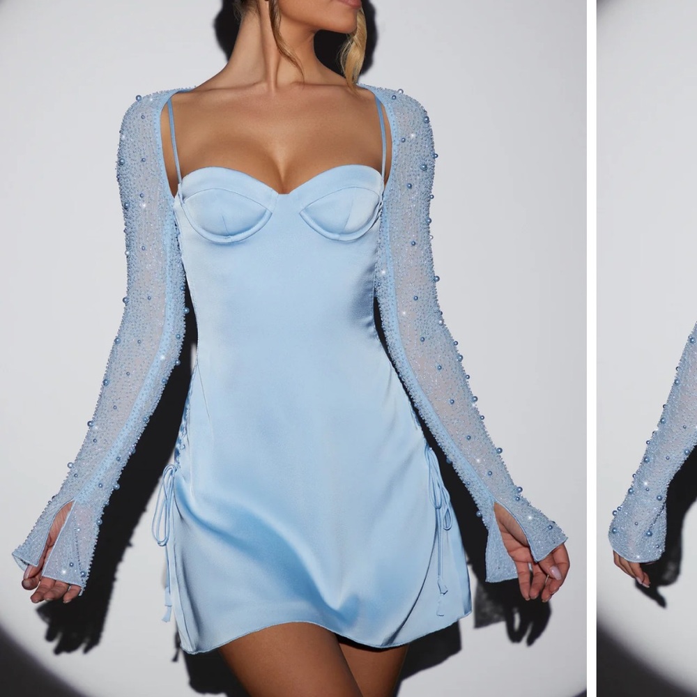 Blue embellished dress